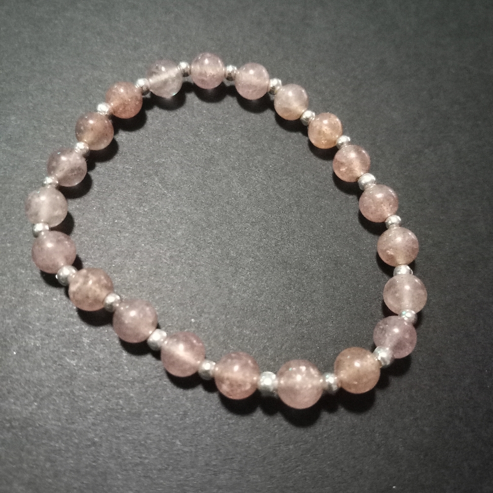 Strawberry Quartz Beaded Bracelet